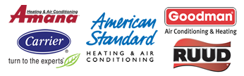 A blue american standard logo on a black background.